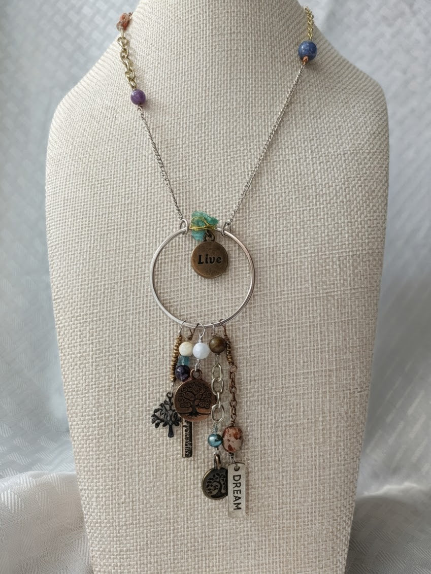Tree of Life Multi-Charm and Gemstone Pendant
